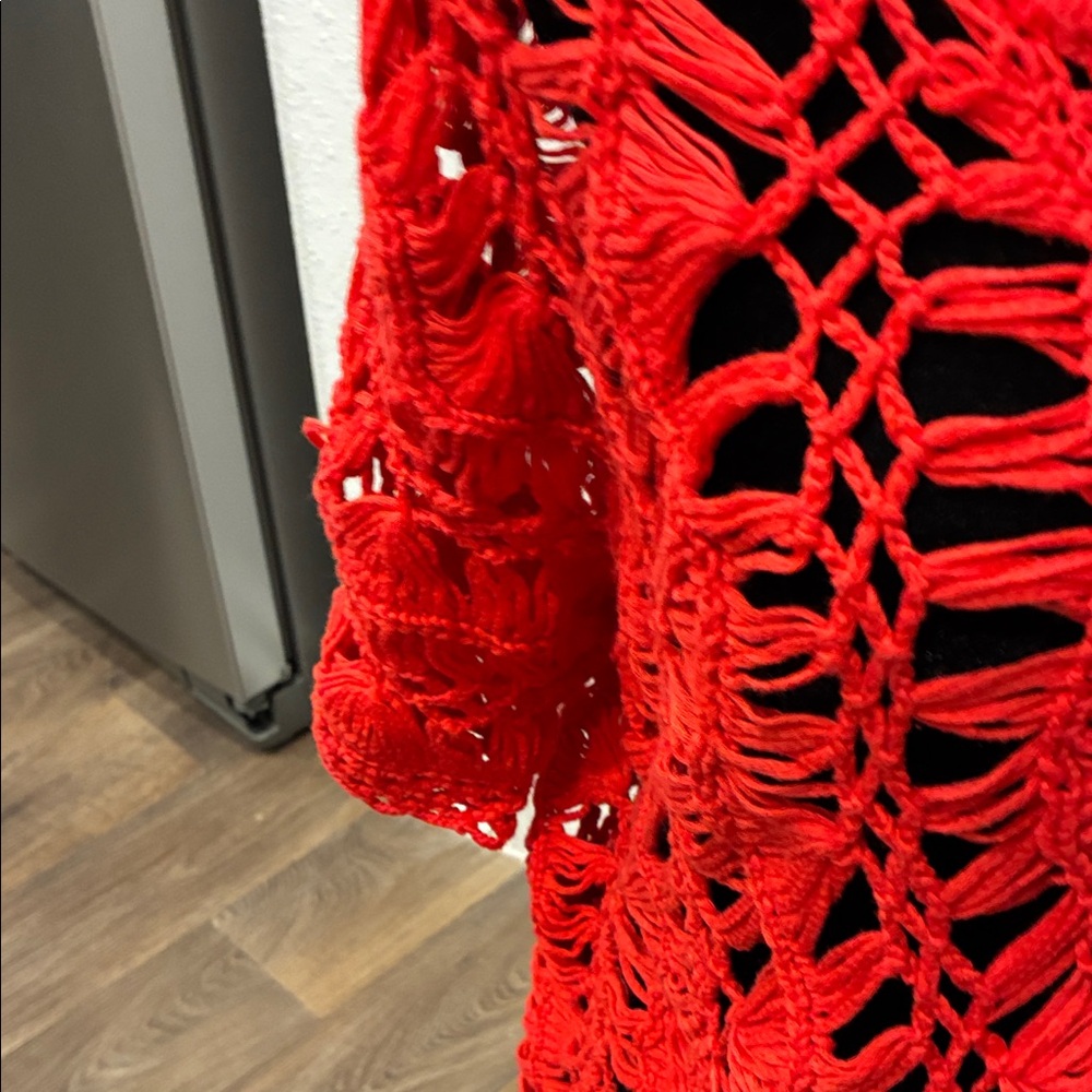 Chico's Red Crochet Sweater - Picture 3 of 4